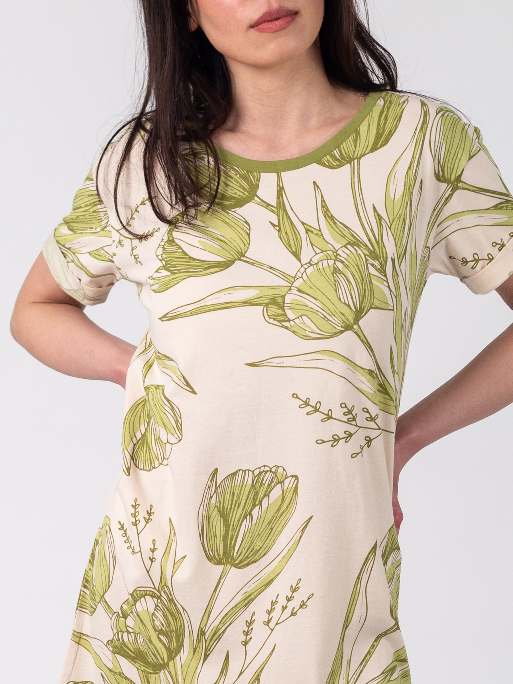 T-Shirt Dress | Les Fleurs-Organic Dress-Happy Earth