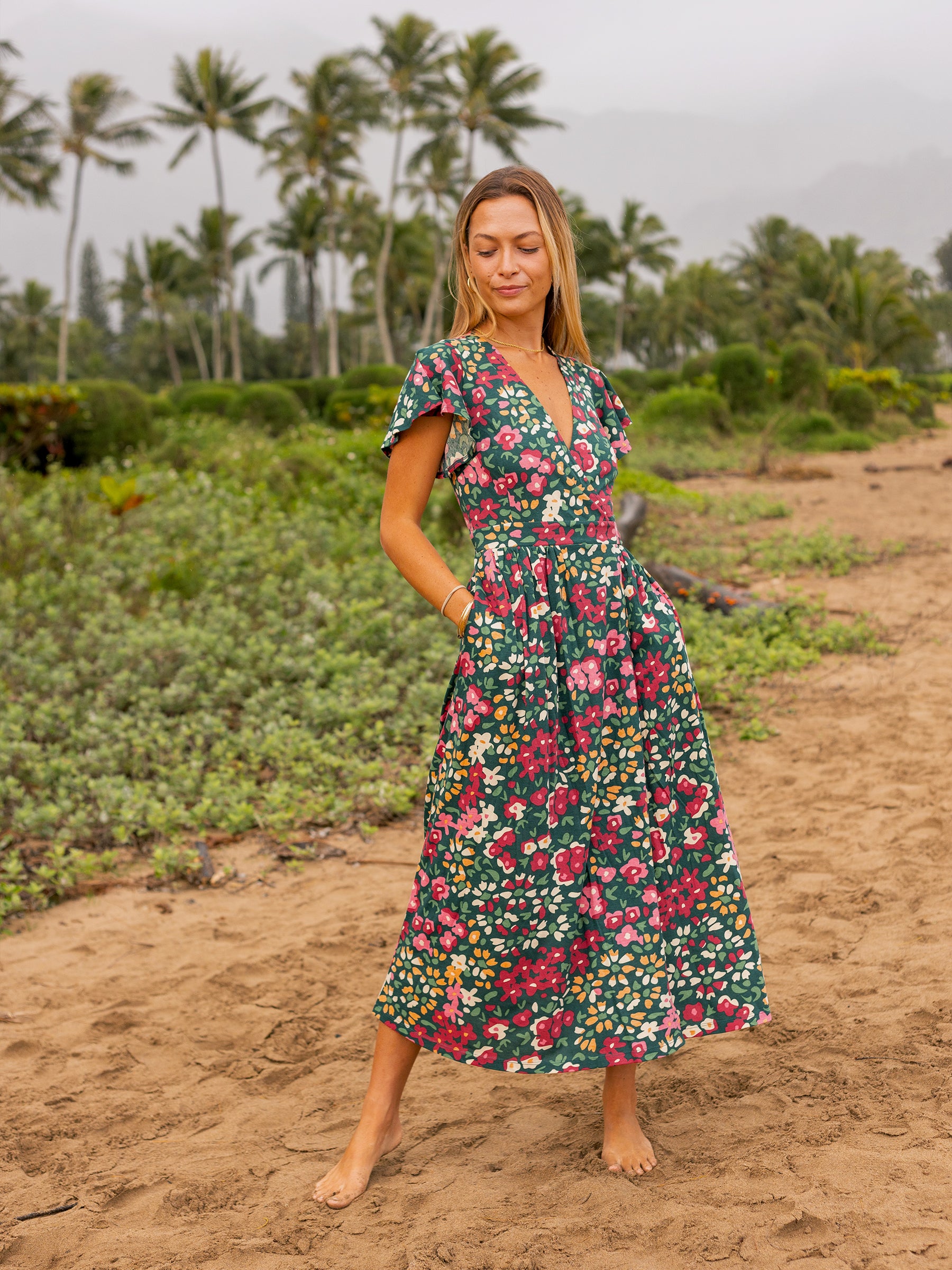 Women's Organic Cotton Wrap Dress | Wildflowers S/M Women's Organic Cotton Wrap Dress | Wildflowers S/M