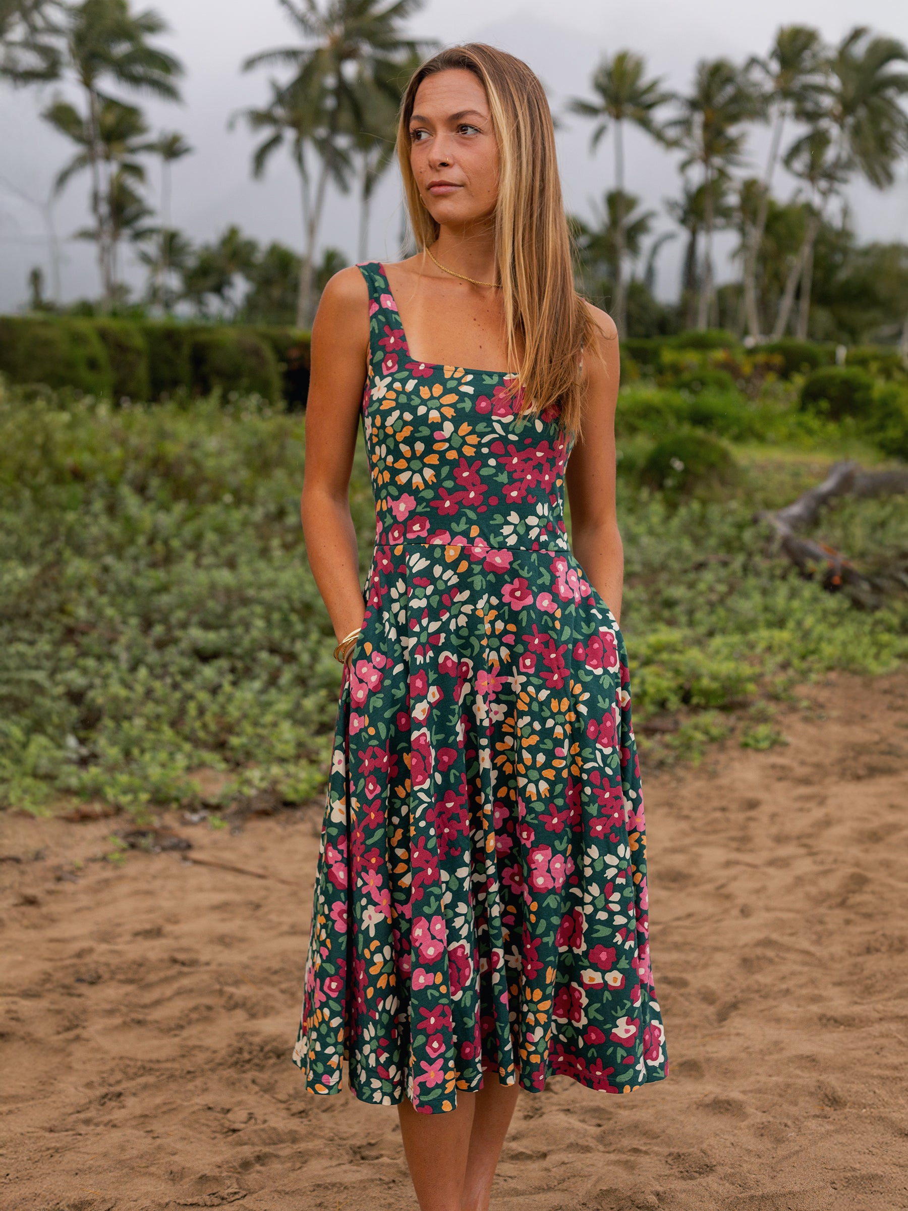 Women's Organic Cotton Midi Dress | Wildflowers