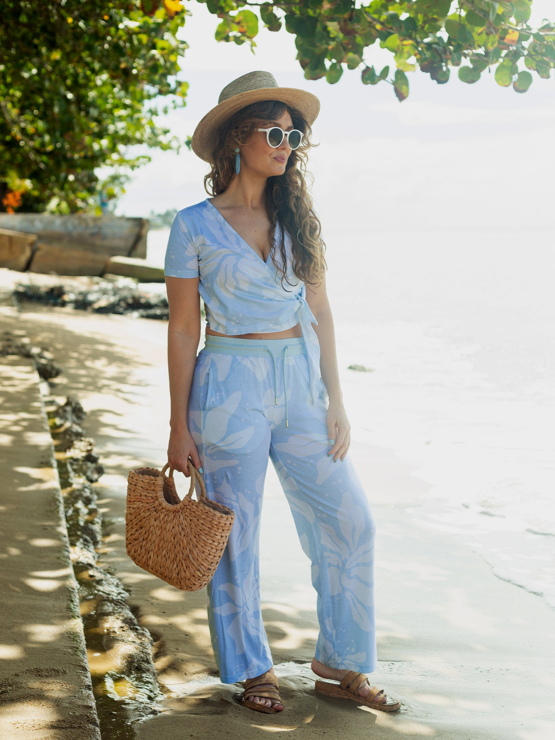 Wrap Crop Top | Naupaka Blossom-Organic Top-Happy Earth