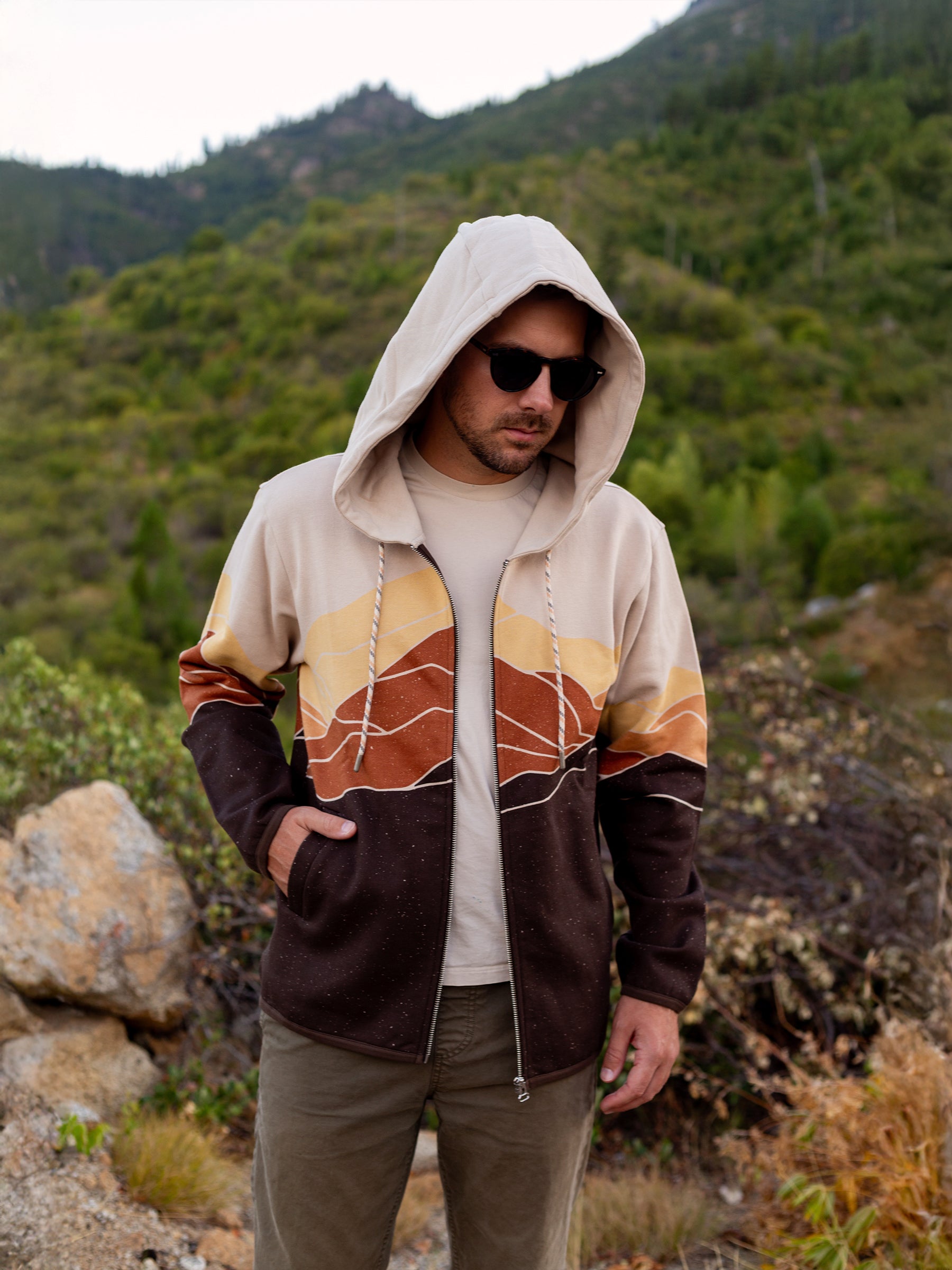 Retro Range Zip Hoodie, a Organic Hoodie by Happy Earth Apparel