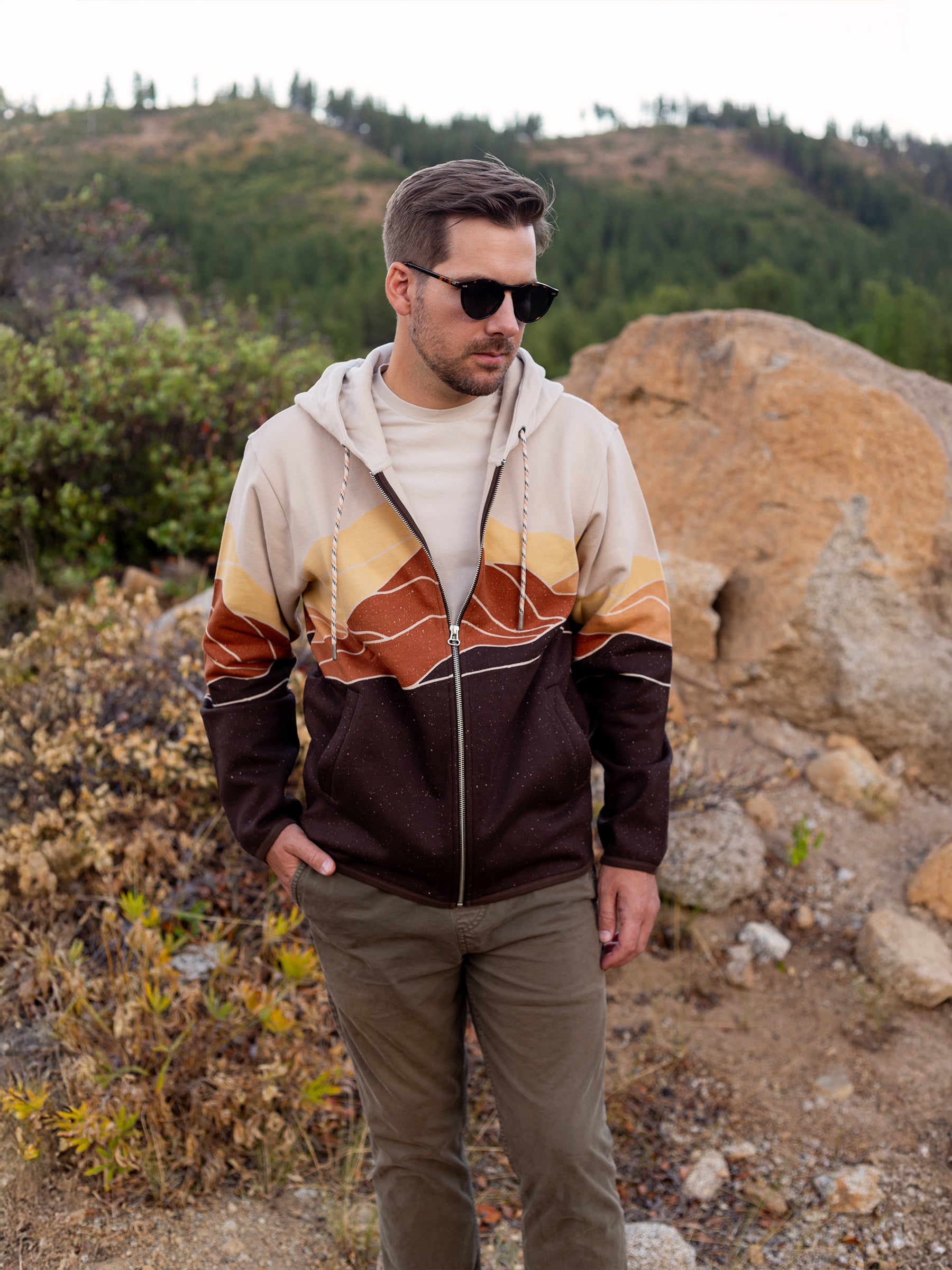 Retro Range Zip Hoodie, a Organic Hoodie by Happy Earth Apparel