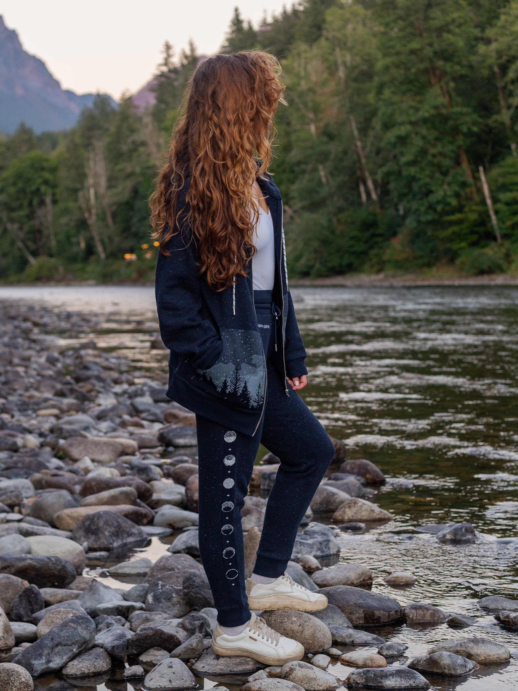 Starlit Night Zip Hoodie, a Organic Hoodie by Happy Earth Apparel