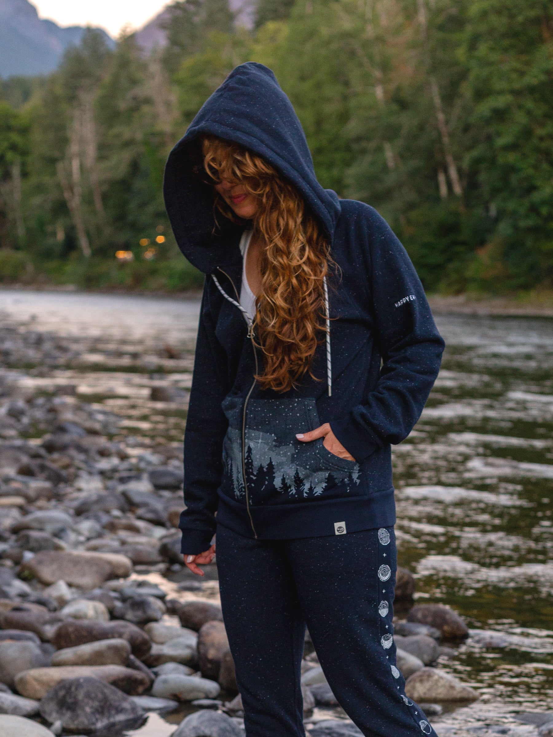 Starlit Night Zip Hoodie, a Organic Hoodie by Happy Earth Apparel