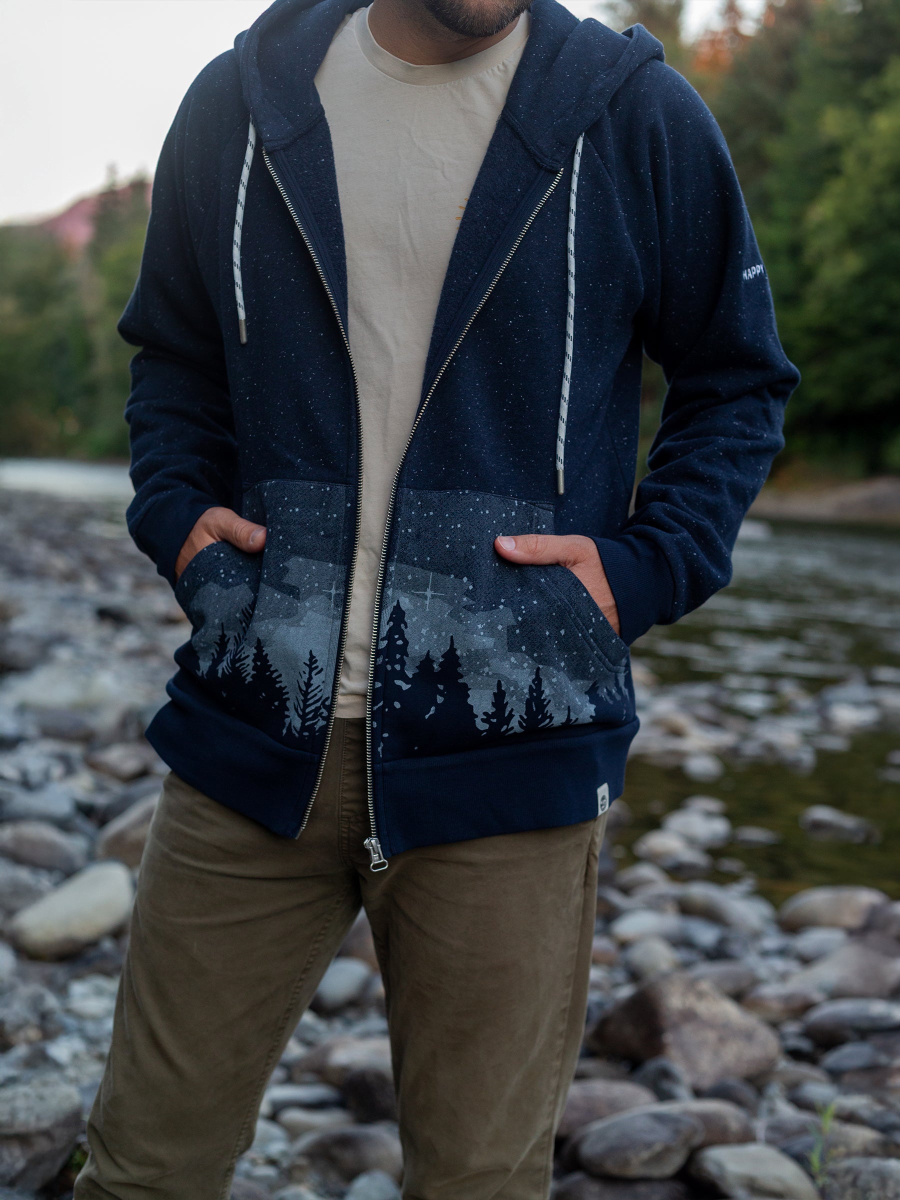 Starlit Night Zip Hoodie, a Organic Hoodie by Happy Earth Apparel