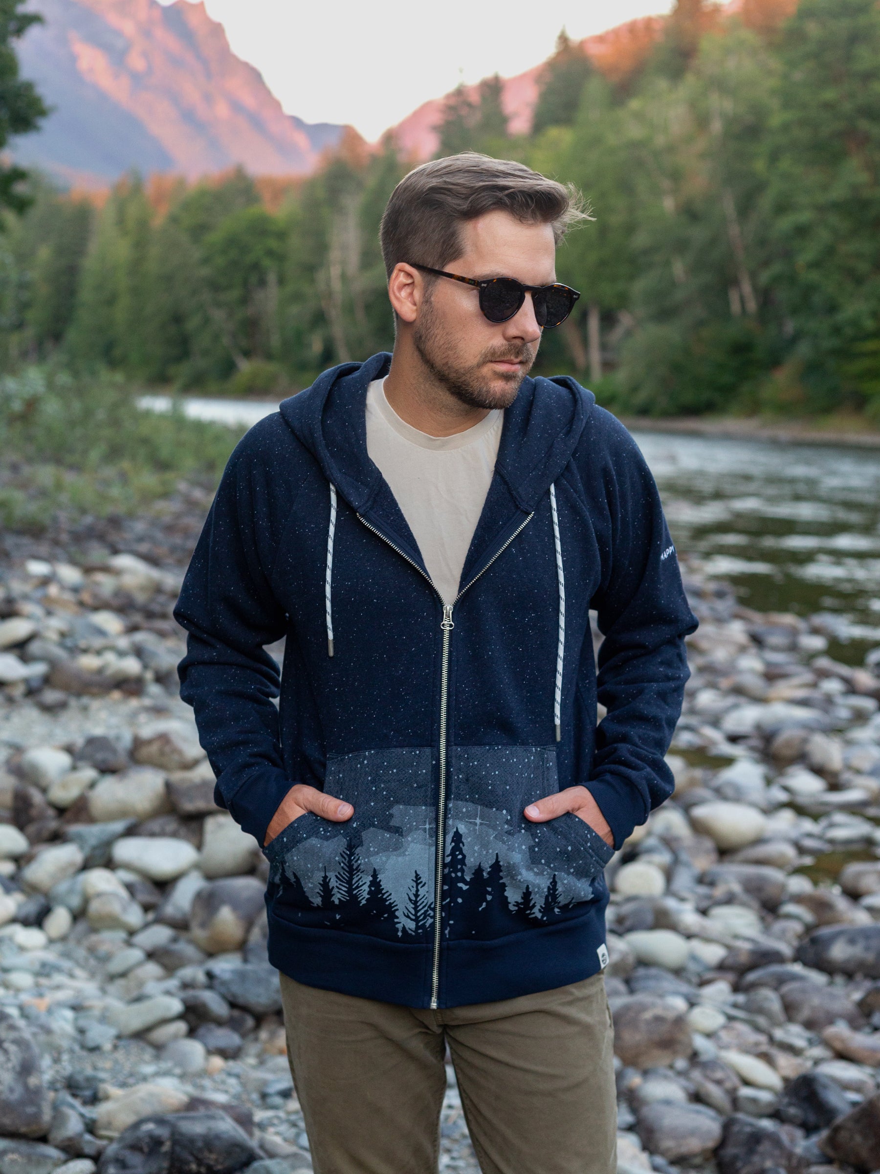 Starlit Night Zip Hoodie, a Organic Hoodie by Happy Earth Apparel