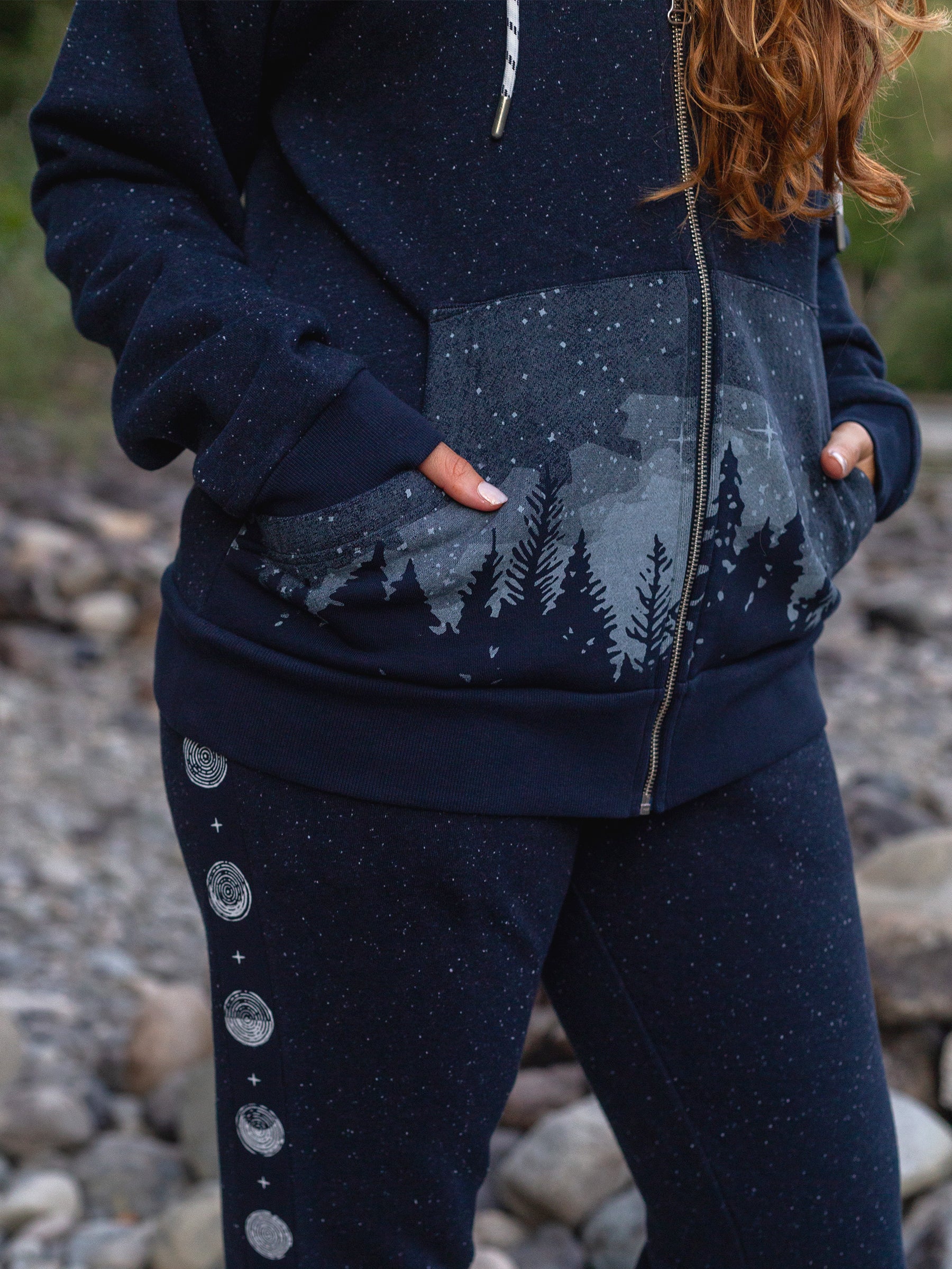 Starlit Night Zip Hoodie, a Organic Hoodie by Happy Earth Apparel