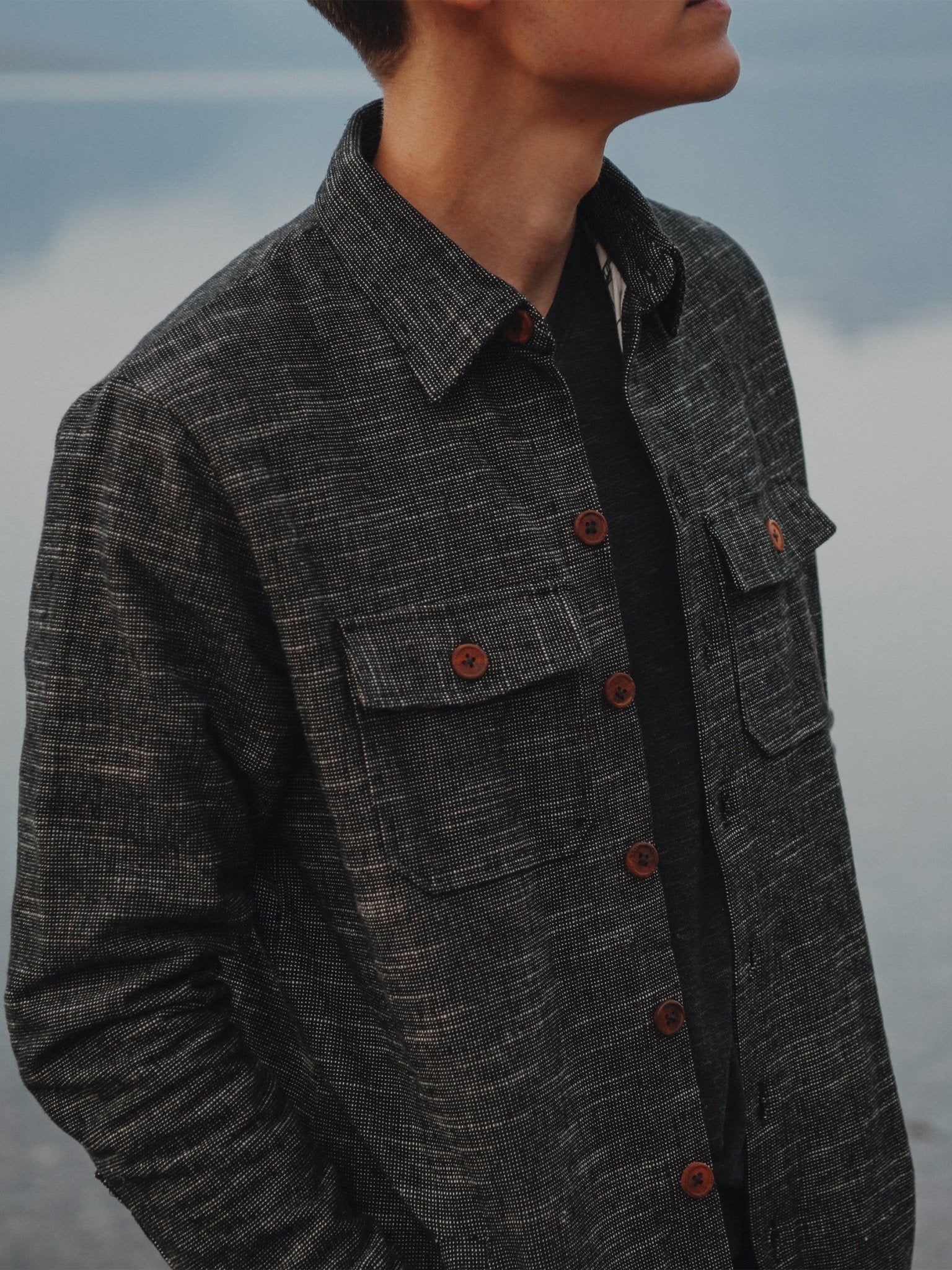 Basalt Lined Heavyweight Tweed Jacket Organic Jacket - Happy Earth Apparel