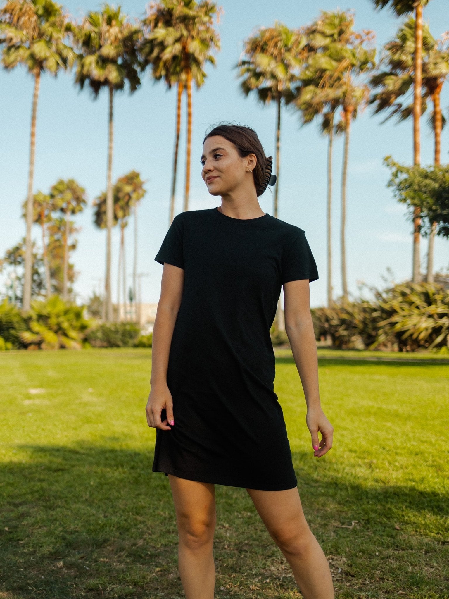 Black Organic T-Shirt Dress Organic Dress - Happy Earth Apparel