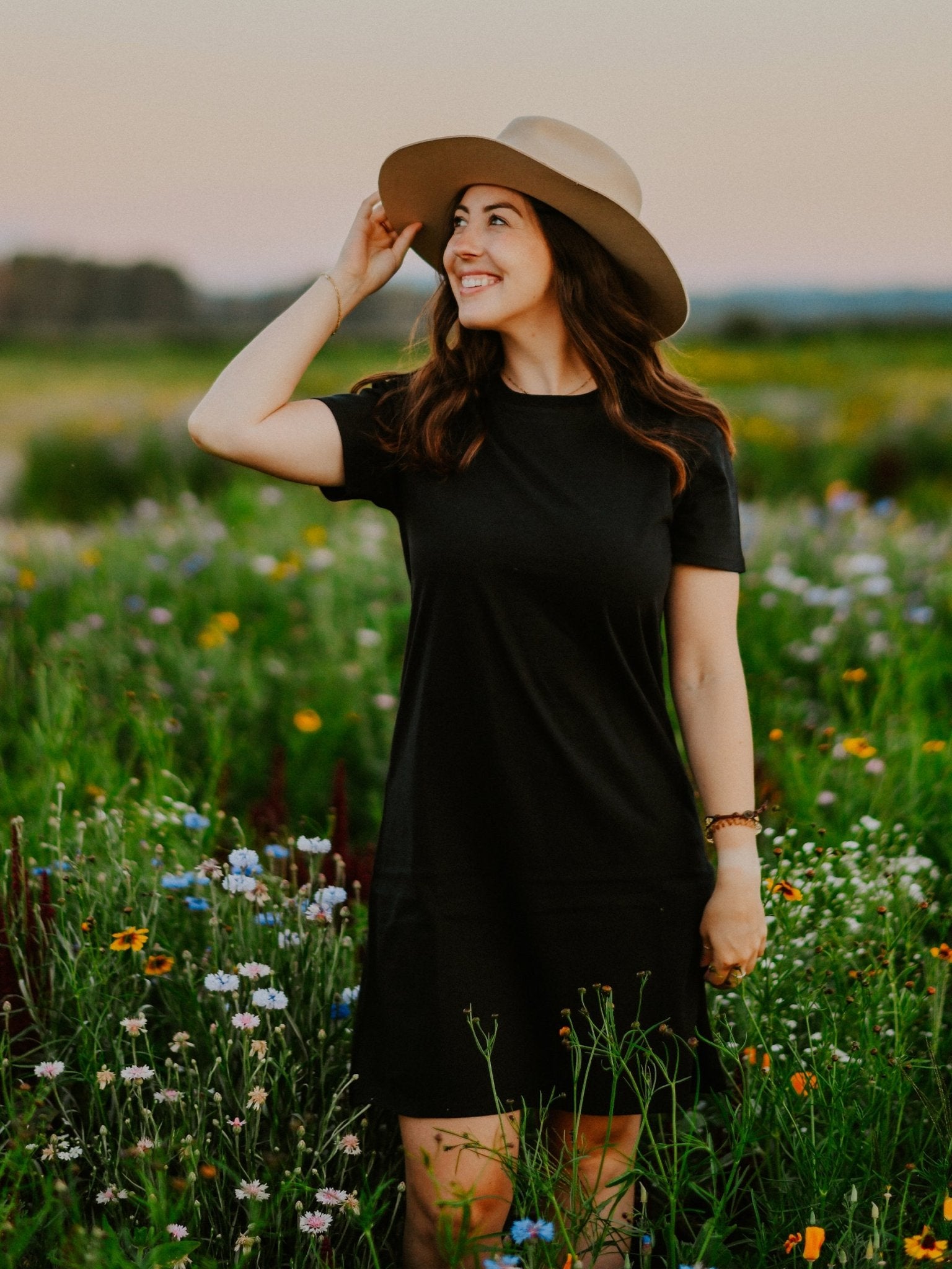 Black Organic T-Shirt Dress Organic Dress - Happy Earth Apparel