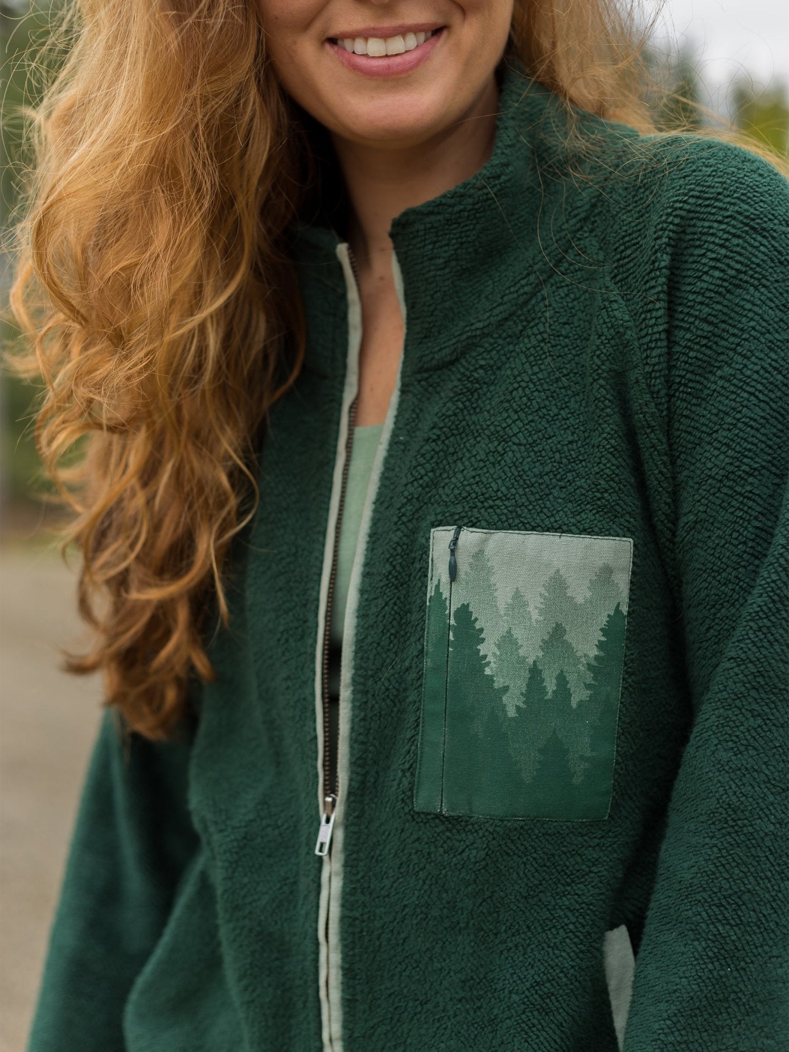 Evergreen Sherpa Jacket Organic Jacket - Happy Earth Apparel