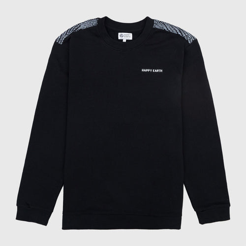 All-gender Stormy Forest Organic Cotton Fleece Sweatshirt - Black
